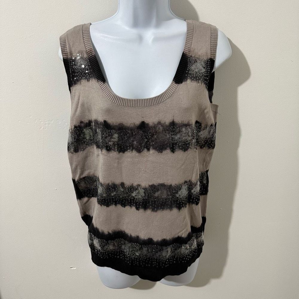 Calvin Klein light sweater, tank top, black and gray stripes size medium   A639